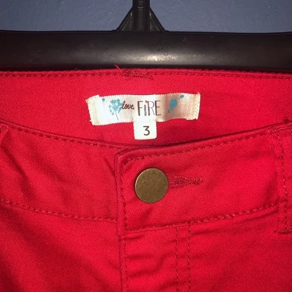 Love Fire, bright red skinny pants. Size 3 - Picture 3 of 7